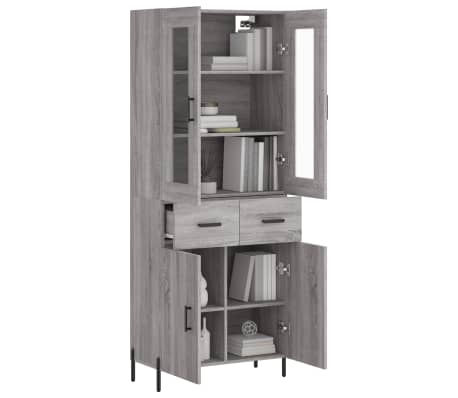 vidaXL Highboard Grey Sonoma 69.5x34x180 cm Engineered Wood