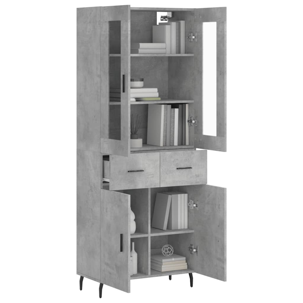 vidaXL Highboard Betongrau 69,5x34x180 cm Holzwerkstoff