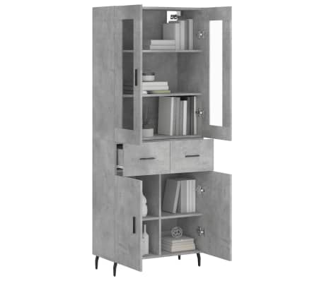 vidaXL Highboard Betongrau 69,5x34x180 cm Holzwerkstoff