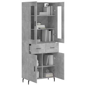 Skříň highboard betonově šedá 69,5x34x180 cm kompozitní dřevo - obrázek 3
