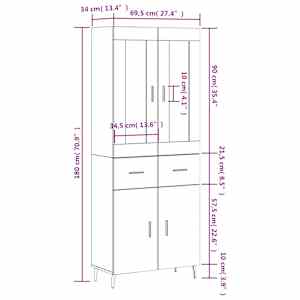 Skříň highboard betonově šedá 69,5x34x180 cm kompozitní dřevo - obrázek 14
