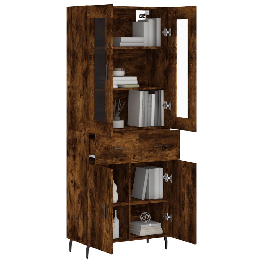 vidaXL Skříň highboard kouřový dub 69,5 x 34 x 180 cm kompozitní dřevo