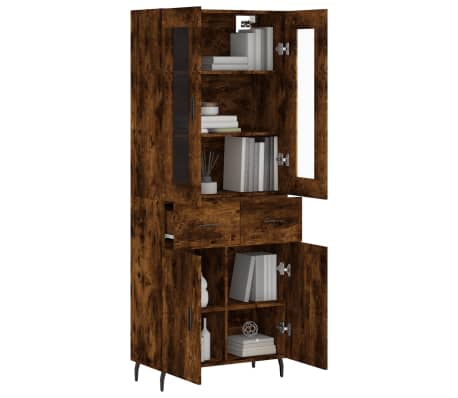 vidaXL Skříň highboard kouřový dub 69,5 x 34 x 180 cm kompozitní dřevo