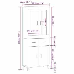 Skříň highboard kouřový dub 69,5 x 34 x 180 cm kompozitní dřevo - obrázek 14