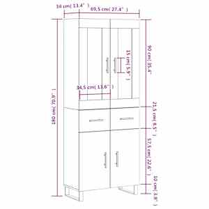 Skříň highboard bílá 69,5 x 34 x 180 cm kompozitní dřevo - obrázek 14