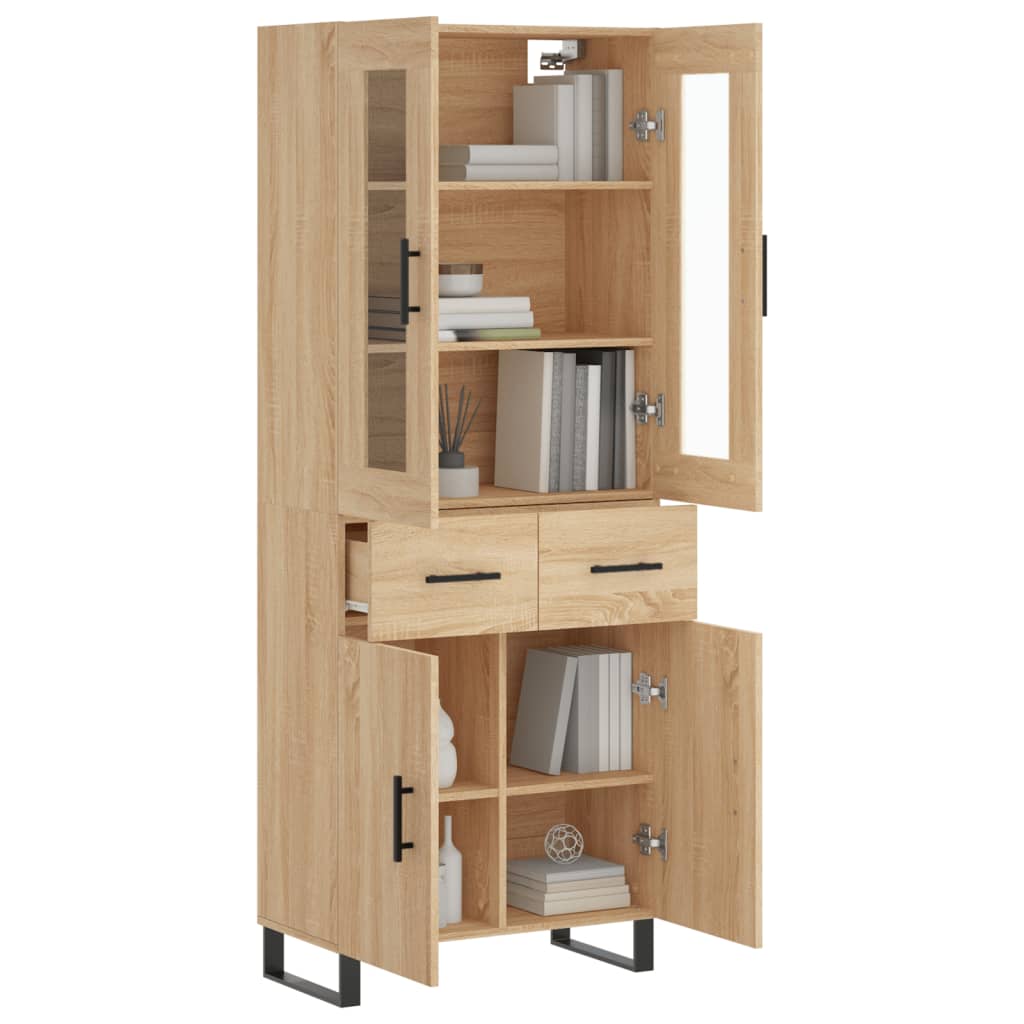 vidaXL Hoge kast 69,5x34x180 cm bewerkt hout sonoma eikenkleurig