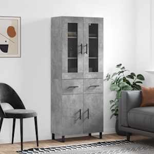 Visoka komoda betonsko siva 69,5x34x180 cm inženirski les