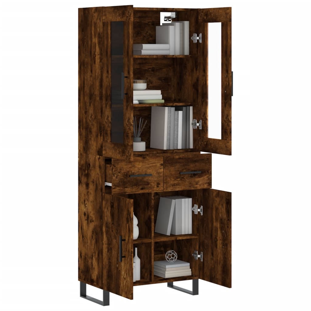 vidaXL Hoge kast 69,5x34x180 cm bewerkt hout gerookt eikenkleurig