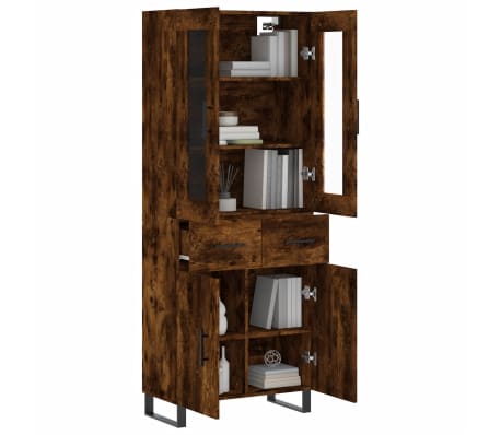 vidaXL Visoka komoda dimljeni hrast 69,5x34x180 cm konstruiranog drva