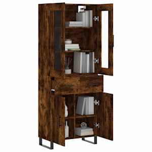 vidaXL Visoka komoda dimljeni hrast 69,5x34x180 cm konstruiranog drva