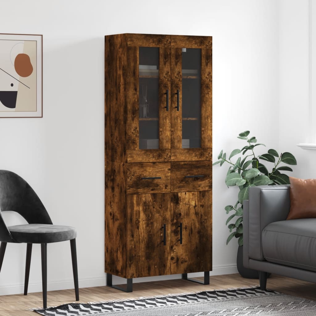 vidaXL Highboard Räuchereiche 69,5x34x180 cm Holzwerkstoff