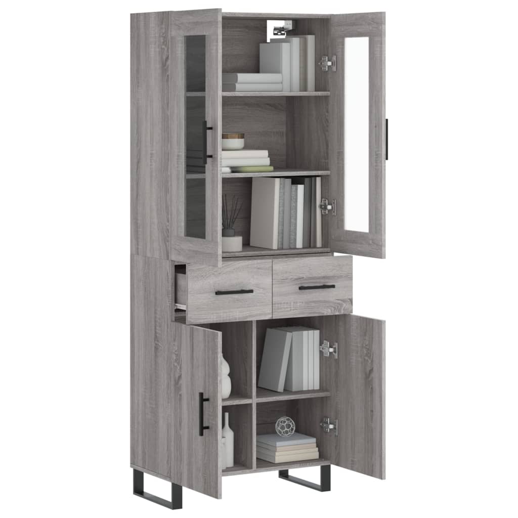 vidaXL Highboard Grey Sonoma 69.5x34x180 cm Engineered Wood