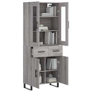 Skříň highboard šedá sonoma 69,5 x 34 x 180 cm kompozitní dřevo - obrázek 3
