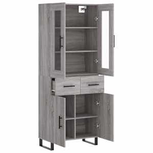 Skříň highboard šedá sonoma 69,5 x 34 x 180 cm kompozitní dřevo - obrázek 4