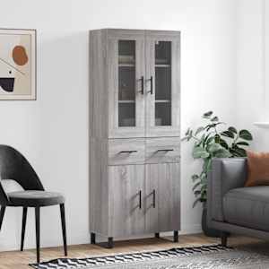 Skříň highboard šedá sonoma 69,5 x 34 x 180 cm kompozitní dřevo - obrázek 1