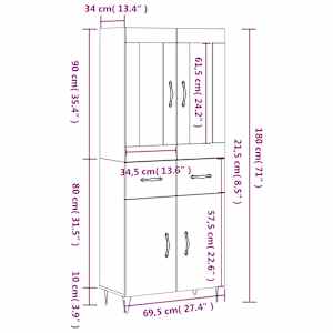 Skříň highboard dub sonoma 69,5 x 34 x 180 cm kompozitní dřevo - obrázek 14