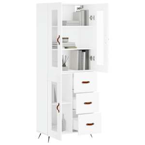 Skříň highboard bílá 69,5 x 34 x 180 cm kompozitní dřevo - obrázek 3