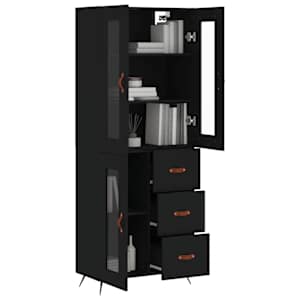 Skříň highboard černá 69,5 x 34 x 180 cm kompozitní dřevo - obrázek 3
