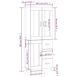 Skříň highboard černá 69,5 x 34 x 180 cm kompozitní dřevo - obrázek 14