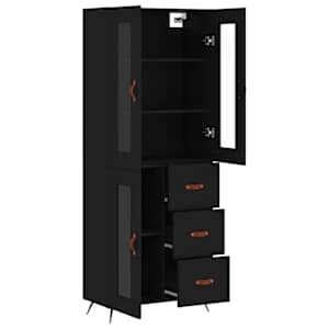 Skříň highboard černá 69,5 x 34 x 180 cm kompozitní dřevo - obrázek 4