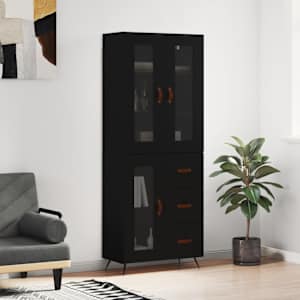 Skříň highboard černá 69,5 x 34 x 180 cm kompozitní dřevo - obrázek 1