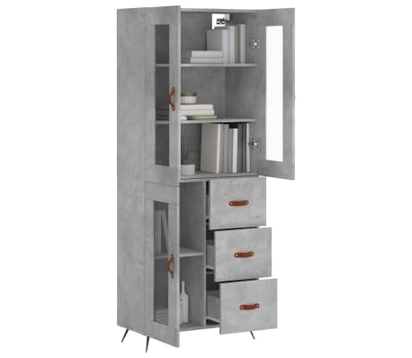 vidaXL Ντουλάπι Γκρι Σκυροδέματος 69,5x34x180 εκ. Επεξεργασμένο Ξύλο