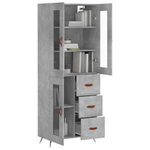 Skříň highboard betonově šedá 69,5x34x180 cm kompozitní dřevo - obrázek 3