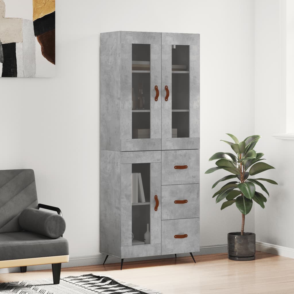 Skříň highboard betonově šedá 69,5x34x180 cm kompozitní dřevo