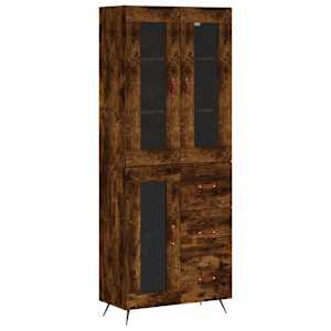 Skříň highboard kouřový dub 69,5 x 34 x 180 cm kompozitní dřevo - obrázek 2