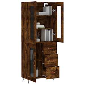 Skříň highboard kouřový dub 69,5 x 34 x 180 cm kompozitní dřevo - obrázek 3