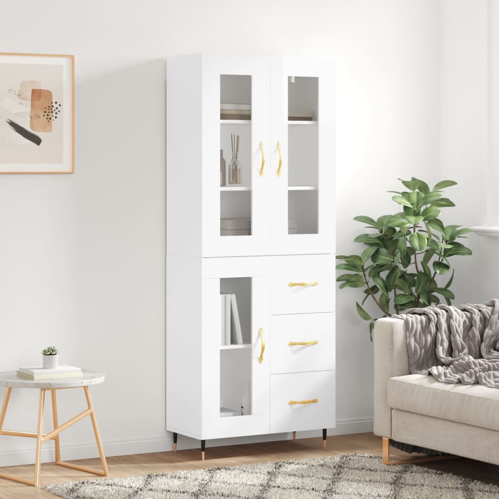 Skříň highboard lesklá bílá 69,5 x 34 x 180 cm kompozitní dřevo