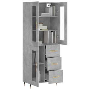 Skříň highboard betonově šedá 69,5x34x180 cm kompozitní dřevo - obrázek 3