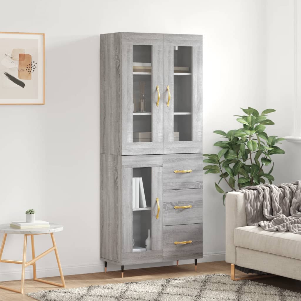 Skříň highboard šedá sonoma 69,5 x 34 x 180 cm kompozitní dřevo