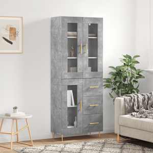 Skříň highboard betonově šedá 69,5x34x180 cm kompozitní dřevo - obrázek 1
