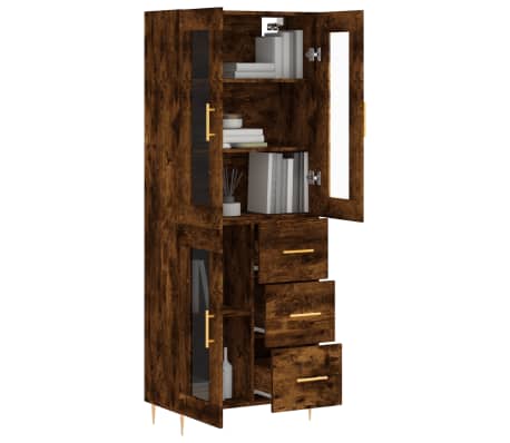 vidaXL Visoka komoda dimljeni hrast 69,5x34x180 cm konstruiranog drva