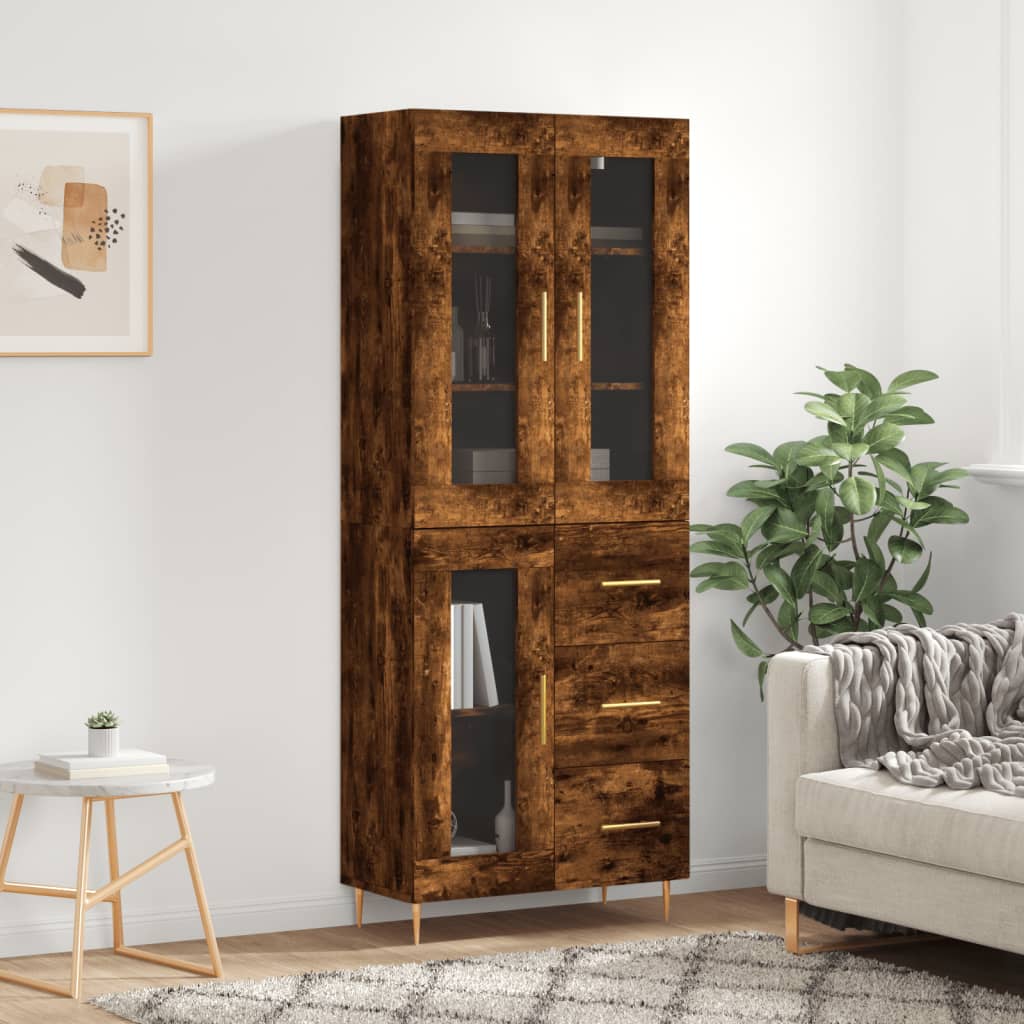 Skříň highboard kouřový dub 69,5 x 34 x 180 cm kompozitní dřevo