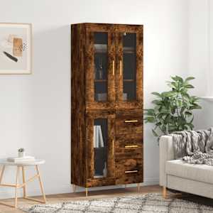 Skříň highboard kouřový dub 69,5 x 34 x 180 cm kompozitní dřevo - obrázek 1
