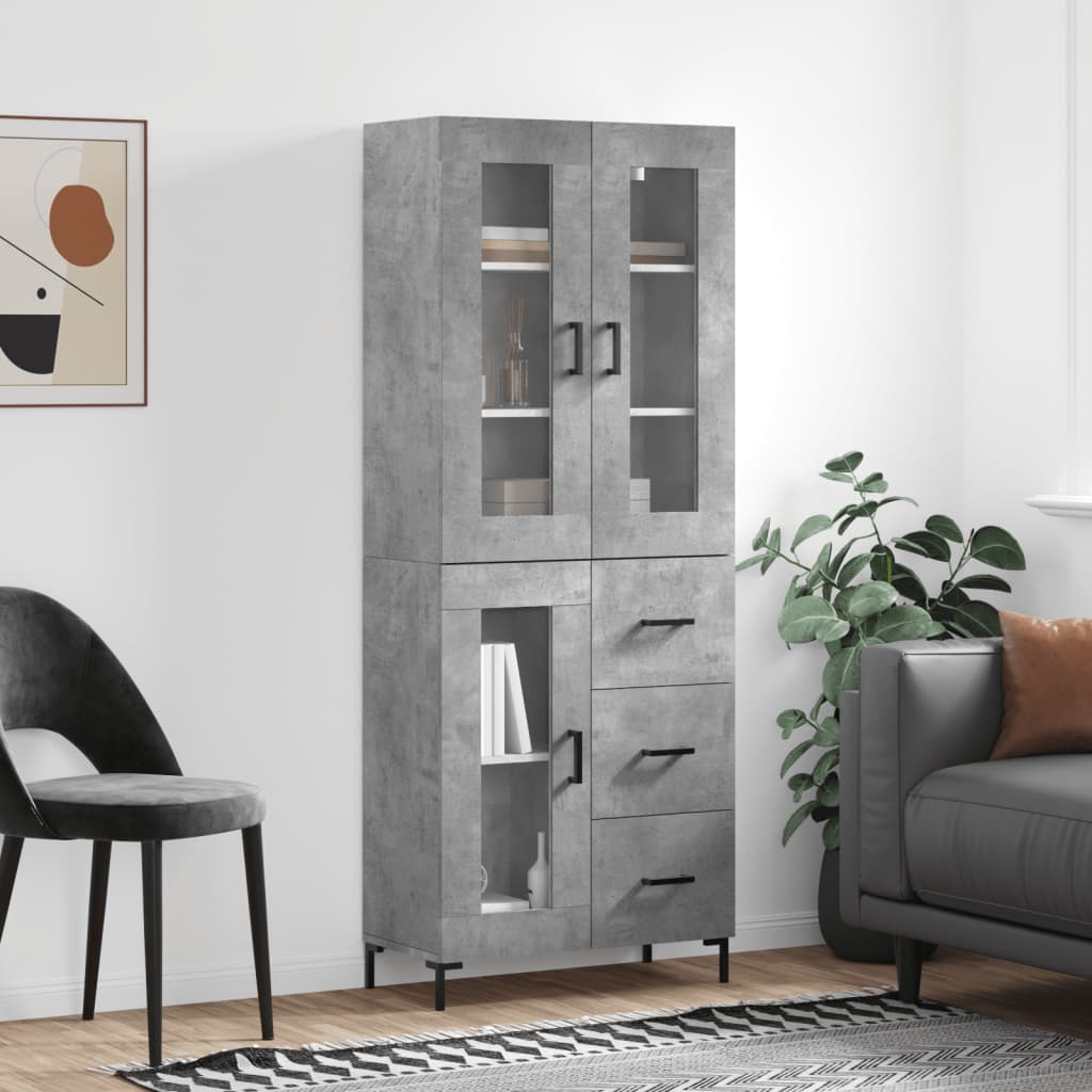 Skříň highboard betonově šedá 69,5x34x180 cm kompozitní dřevo