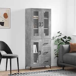 Skříň highboard betonově šedá 69,5x34x180 cm kompozitní dřevo - obrázek 1