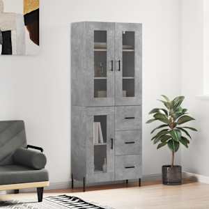Visoka komoda betonsko siva 69,5x34x180 cm inženirski les