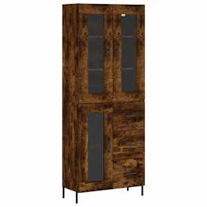 Skříň highboard kouřový dub 69,5 x 34 x 180 cm kompozitní dřevo - obrázek 2