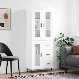 Skříň highboard bílá 69,5 x 34 x 180 cm kompozitní dřevo - obrázek 1
