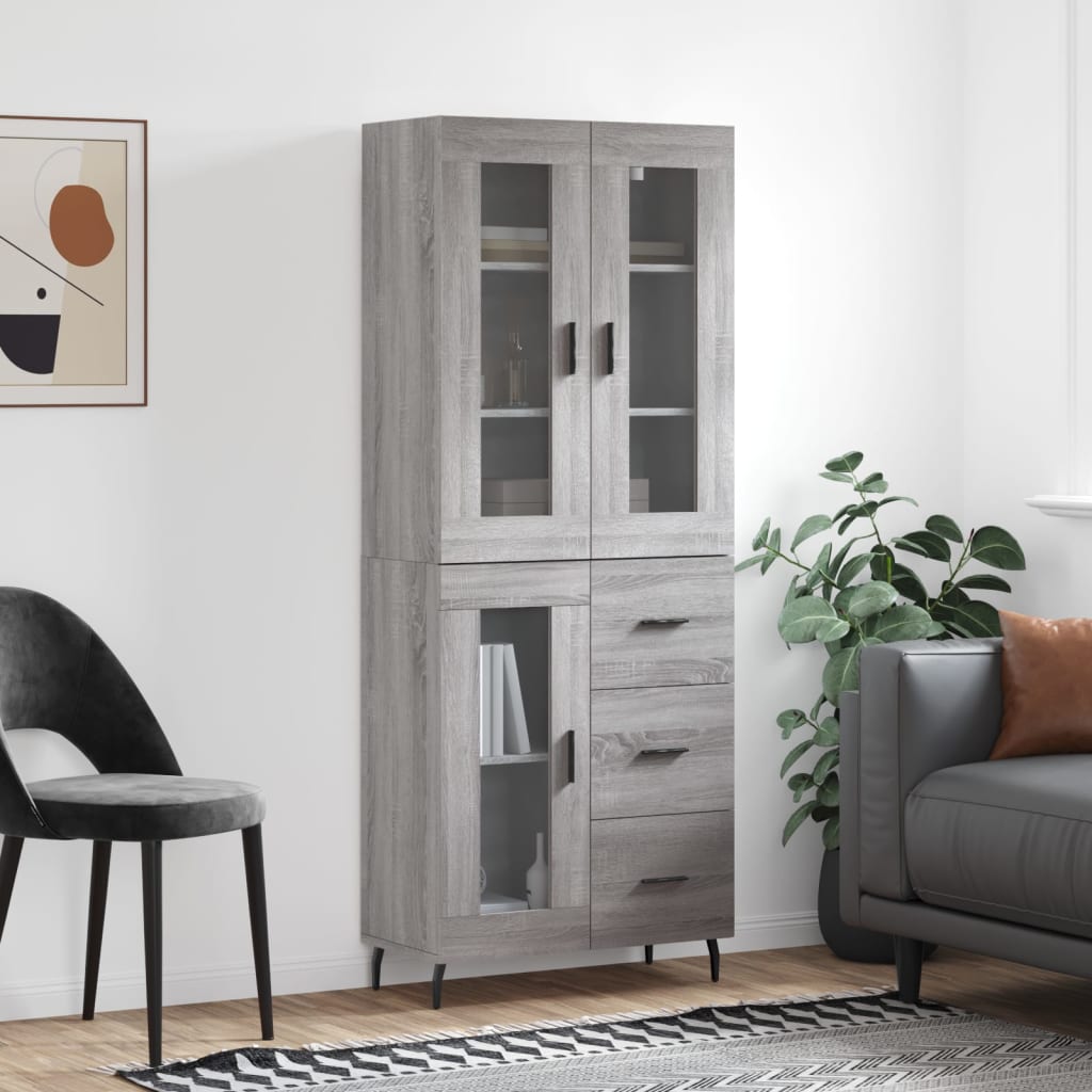 Skříň highboard šedá sonoma 69,5 x 34 x 180 cm kompozitní dřevo