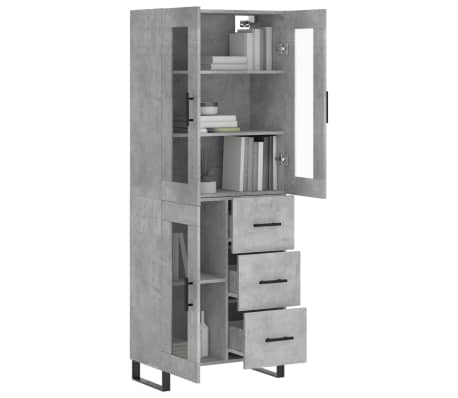 vidaXL Dulap &icirc;nalt, gri beton, 69,5x34x180, lemn compozit