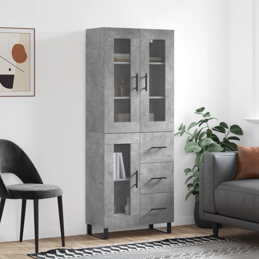 Skříň highboard betonově šedá 69,5x34x180 cm kompozitní dřevo