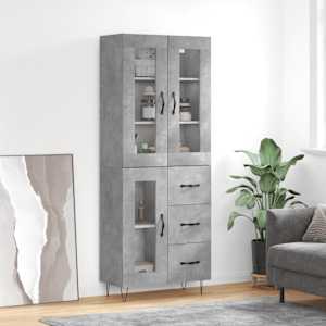 Skříň highboard betonově šedá 69,5x34x180 cm kompozitní dřevo