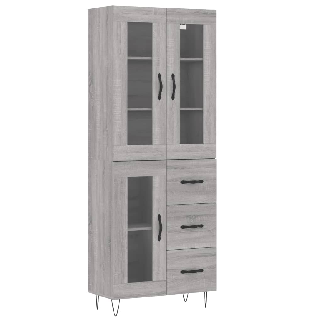 vidaXL Skříň highboard šedá sonoma 69,5 x 34 x 180 cm kompozitní dřevo