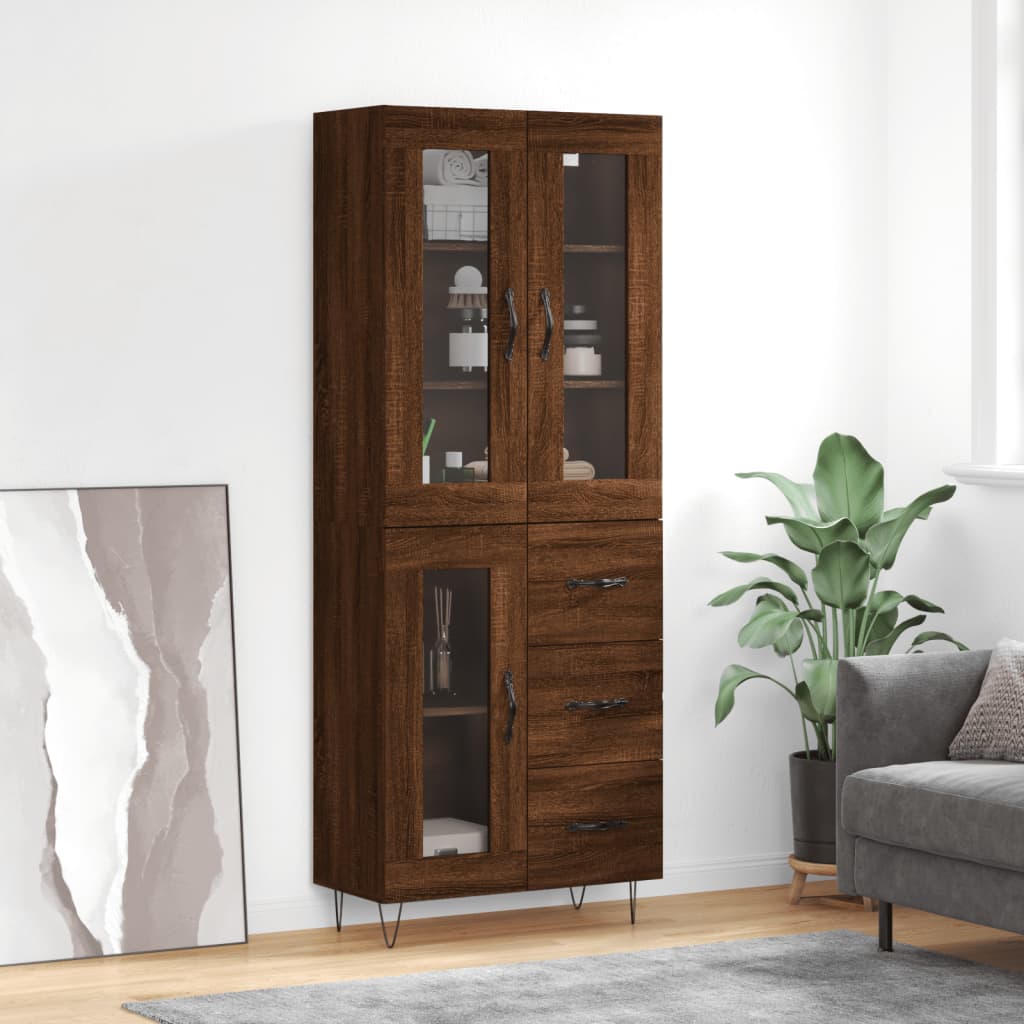 Skříň highboard hnědý dub 69,5 x 34 x 180 cm kompozitní dřevo