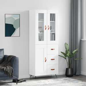 Skříň highboard bílá 69,5 x 34 x 180 cm kompozitní dřevo - obrázek 1