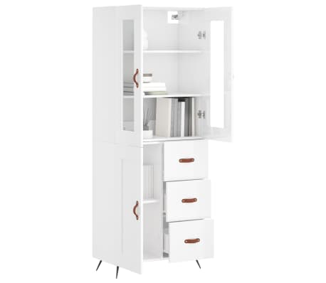 vidaXL Dulap &icirc;nalt, alb extralucios, 69,5x34x180 cm, lemn compozit